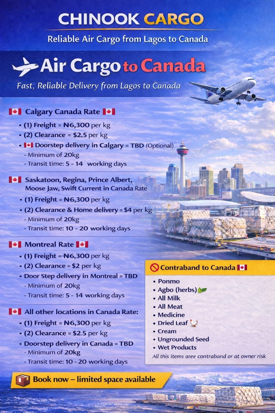 Air cargo to Canada flyer