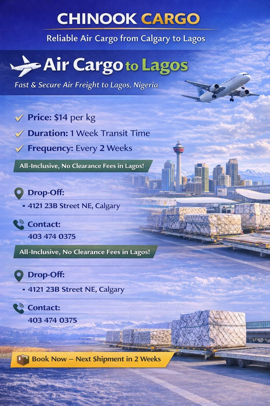 Air cargo to Lagos flyer